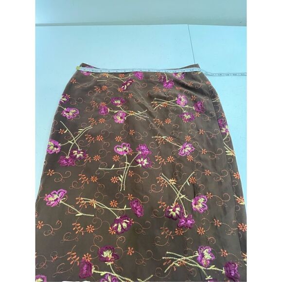 Grace Dane Lewis petite 6/8 brown embroidered silk blend jacket and skirt - Picture 9 of 11